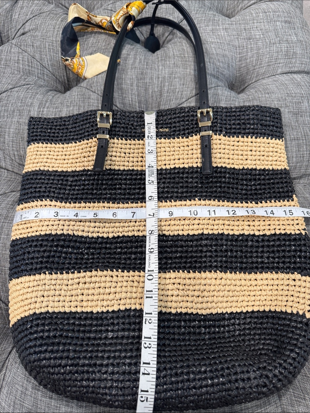 Michael Kors Bag Quinn Large Striped North South Crochet Woven Straw Beach Bag - Picture 16 of 17